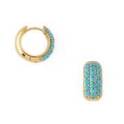 Pave Encrusted Domed Hoops Turquoise - Turquoise