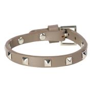 Leather Stud Bracelet Mini Dark Taupe W/Silver