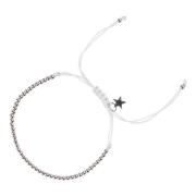 Metal Bead Bracelet Thin Light Grey W/Silver