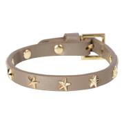 Leather Star Stud Bracelet Mini Dark Taupe W/Gold