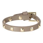 Leather Stud Bracelet Mini Dark Taupe W/Gold