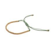 Metal Bead Bracelet Thin Gold Green