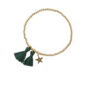Metal Bead Bracelet W/Tassel Pine