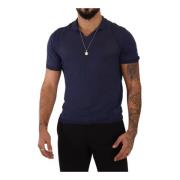 Navy Blue Linen Collared T-shirt
