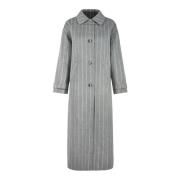 Oversized Amelia Coat - Mørkegrå Stripe