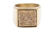 Signet Ring Gold W/Sand Marble