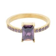 Single Baguette Ring Large W/Crystals Lavendel