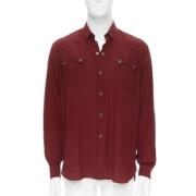 Pre-owned Rød silke Saint Laurent skjorte