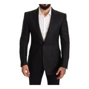 Svart Lin Slim Fit Kåpe Jakke Blazer