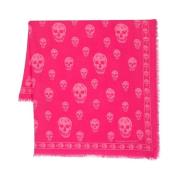 Fuchsia Ullstrikket Skjerf