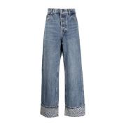 Denim Jeans med Glidelås og Knappelukking