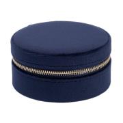 Velvet Jewellery BOX Round Navy Blue