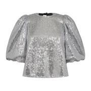 Cocouture StevieCC Sequin Bow blouse silver