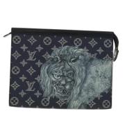 Pre-owned Navy Canvas Louis Vuitton Clutch