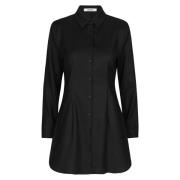 Raw Shirt Dress - Black