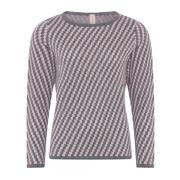 Spesiell Rutet Pullover Bluse Grå