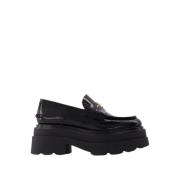 Punk-inspirerte Platform Loafers i Svart Skinn