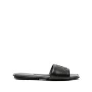 Sorte Skinn Slip-On Sandaler