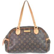 Pre-owned Brunt lerret Louis Vuitton Montsouris