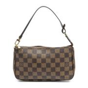 Pre-owned Brunt lerret Louis Vuitton Clutch tilbehor