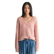 Rosa Gant Textured Cotton V-Neck Sweater Overdeler