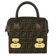 Pre-owned Brunt lerret Fendi veske