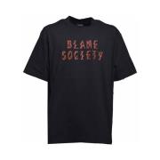 Svart Label T-skjorte med Blame Society Print