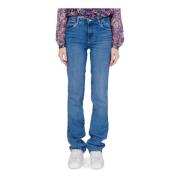Blå Bomull Zip Jeans for Kvinner