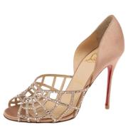 Pre-owned Beige Satin Christian Louboutin Sandaler