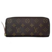 Pre-owned Brunt lerret Louis Vuitton lommebok