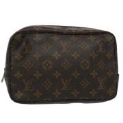 Pre-owned Brunt lerret Louis Vuitton toalettmappe