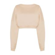 Poudre Cropped Sweater med Brodert Logo