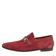 Pre-owned Burgunder semsket skinn Gucci flate sko