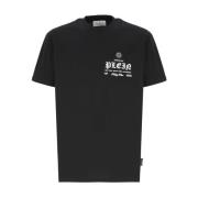 Sort T-skjorte med preget logo for menn