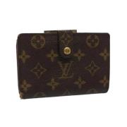 Pre-owned Brunt lerret Louis Vuitton lommebok