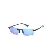 Ilikou B630-02 Shiny Black W/Blue Sunglasses