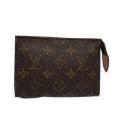 Pre-owned Brunt lerret Louis Vuitton toalettlomme