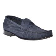 Loafer in dark blue perforated nubuck