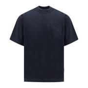 Blå Crew-neck T-skjorte med Brystlomme