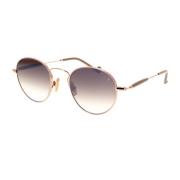 Elegante runde solbriller i roségull med brune gradientlinser