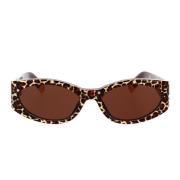Solbriller med Leopardmønster og Mørkebrune Linser