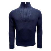 Navy Rainwool Troyer Sweater