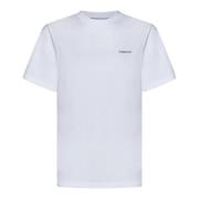 Hvite Ribbede T-skjorter og Polos med Svart Logo Print