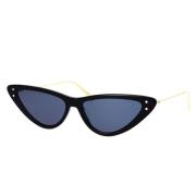 Moderne sommerfugl solbriller med blå linser