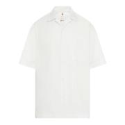 Hvit Bomullsskjorte med Brodert Logo
