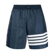 Blå Ripstop Shorts med Reflekterende 4-Bar Print