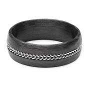Men's Carbon Fiber Ring with Chain Detail