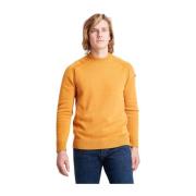 Ensfarget Bomull Crewneck Genser