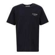Svart Bomull Jersey T-Skjorte med Hvitt Logo