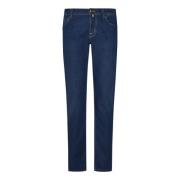 Slim-fit Blå Denim Jeans med Lommetørkle